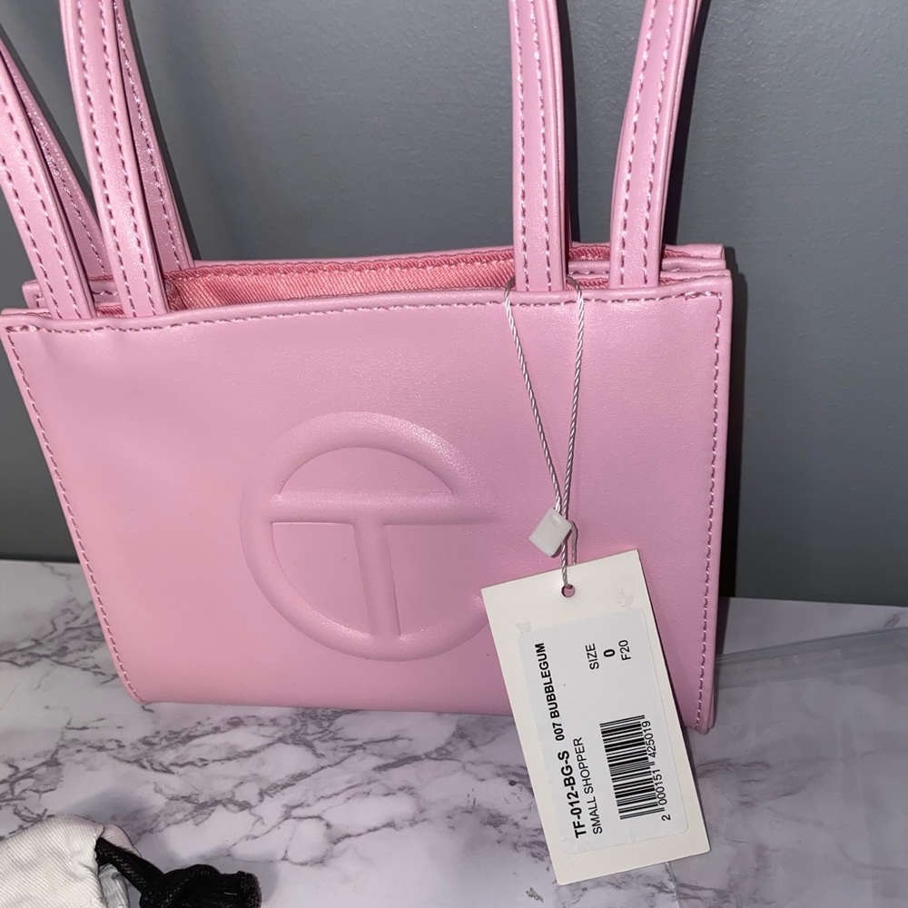 Telfar small bubblegum pink shopping bag